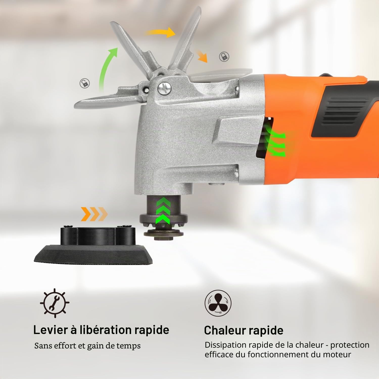 Yunirvana Outil Multifonction Oscillant 300W, 6 Vitesses Variables,15 000-22 000 tr/min, Angle d'Oscillation 3°, Multi-Outil pour Découpe, Ponçage, Grattoir