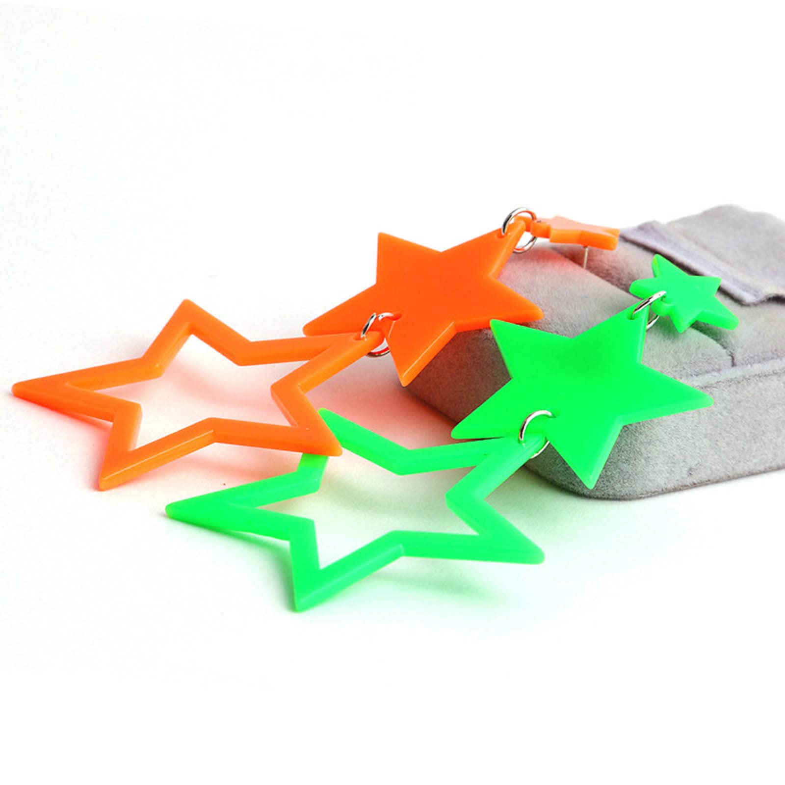 Orecchini Pendenti A Forma Di Stella In Acrilico, Colori Neon (giallo, Arancione, Verde, Nero, Rosso), Per Matrimoni E Feste