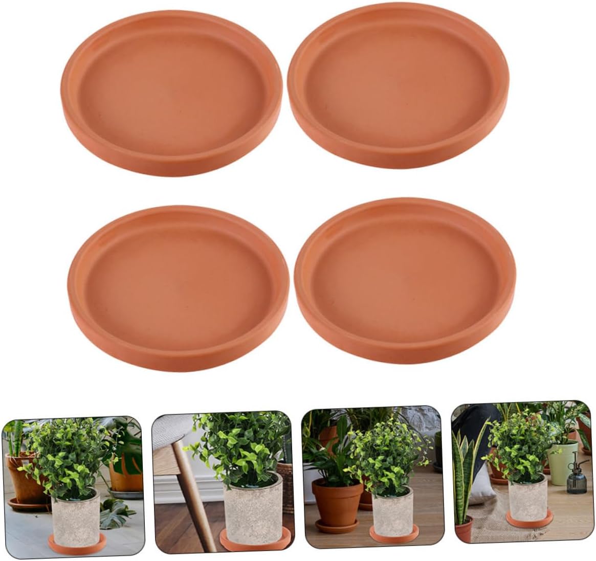 4pcs Flower Pot Saucers Plant Drip Trays for Use Prevent Water Leaks Damage for Potted Plants and Herbs