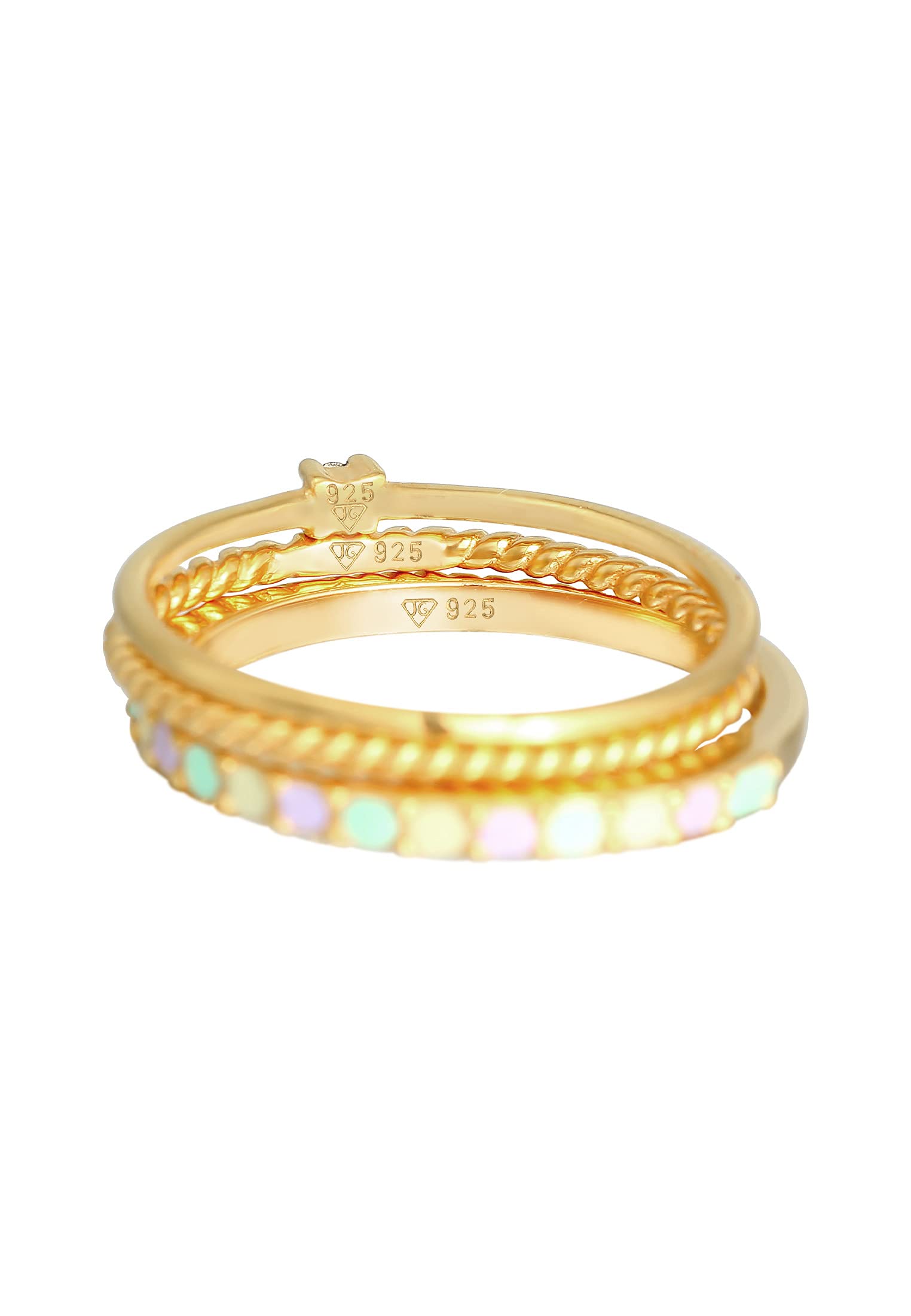 Elli Ring Damen Stapel Set Modern Solitär Gedreht Trend Bunt mit Emaille