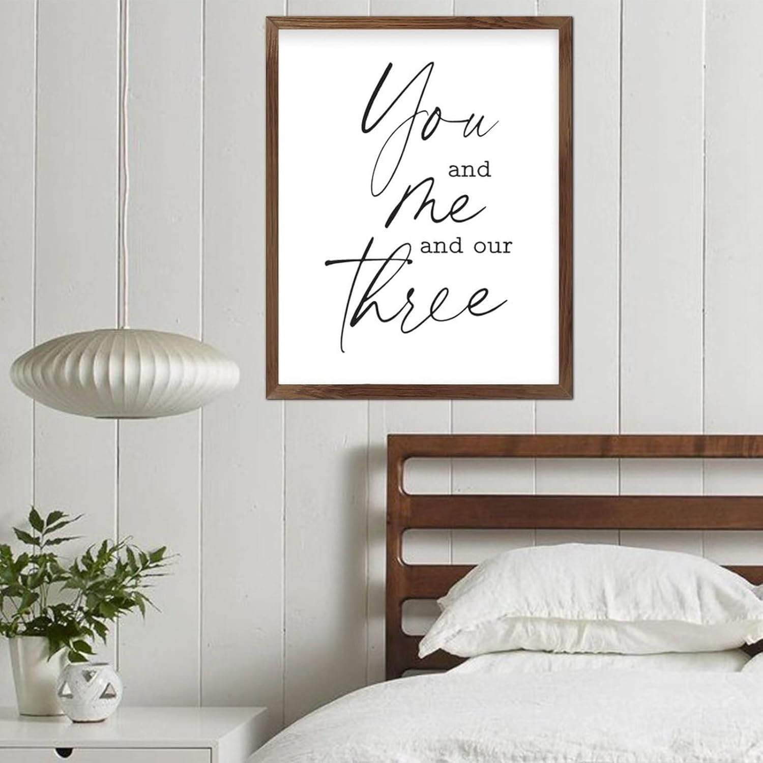 Hanging Wall Sign You and Me and Our Three Rustic Style Wooden Plaque for Laundry Room Decor 16x20inch