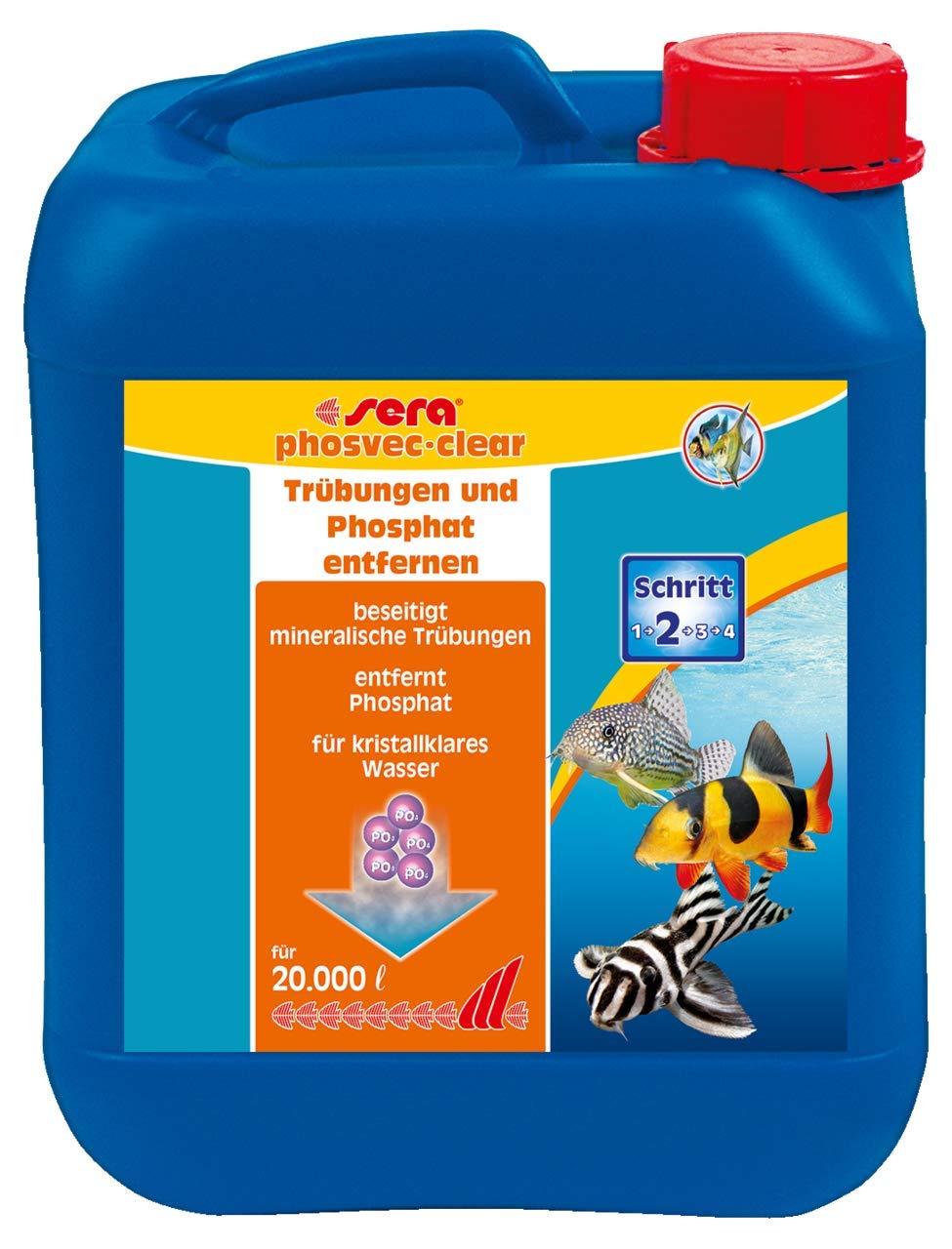 sera phosvec.Clear 5.000 ml | Entfernt Sofort Trübungen & Phosphat im Aquarium | Gegen Algen & Schmutz | Für Kristallklares Aquarienwasser | Wasseraufbereiter Süßwasser & Meerwasser