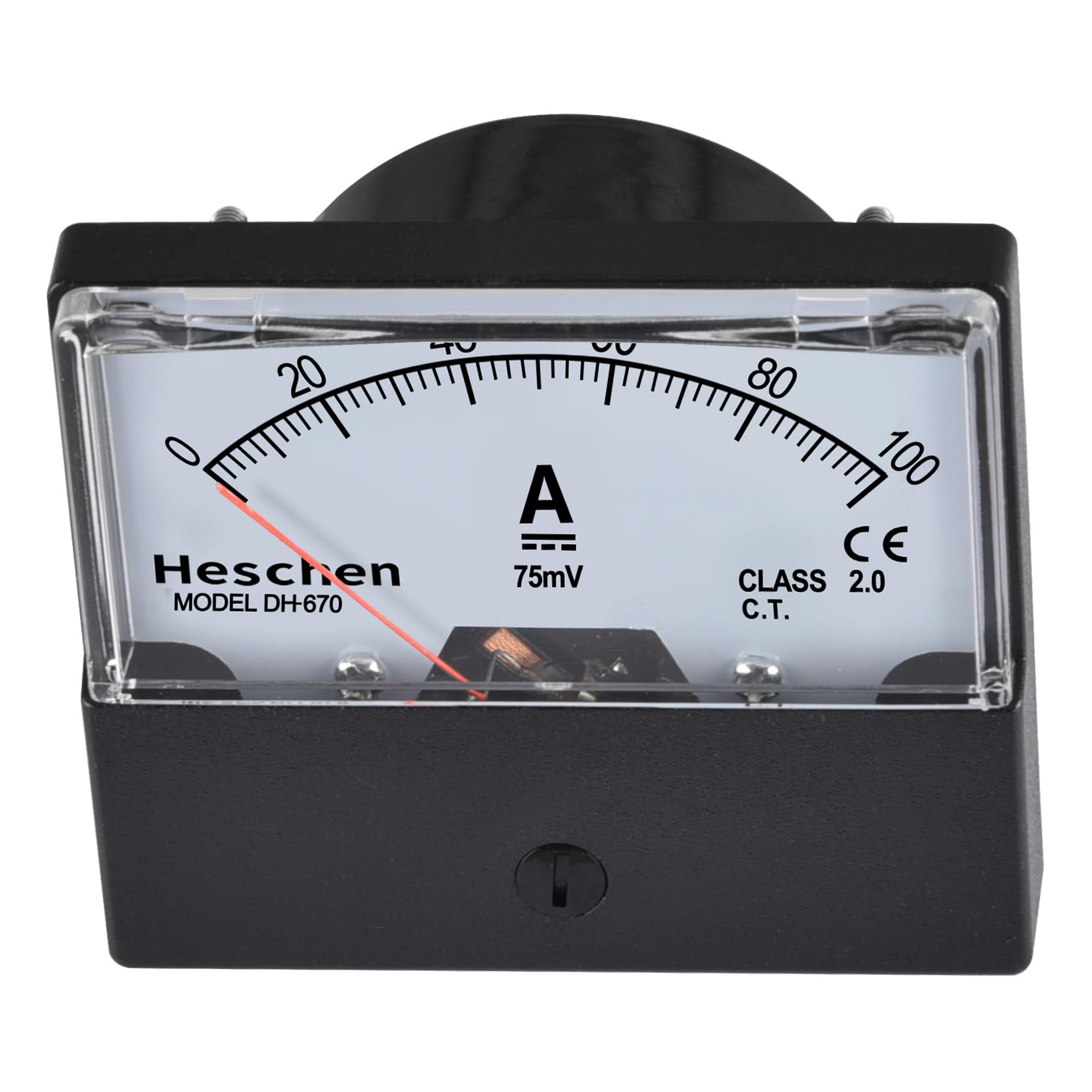 Heschen Misuratore di corrente rettangolare, amperometro, tester DH-670 DC 0-100 A, 75 mV, classe 2.0 con shunt