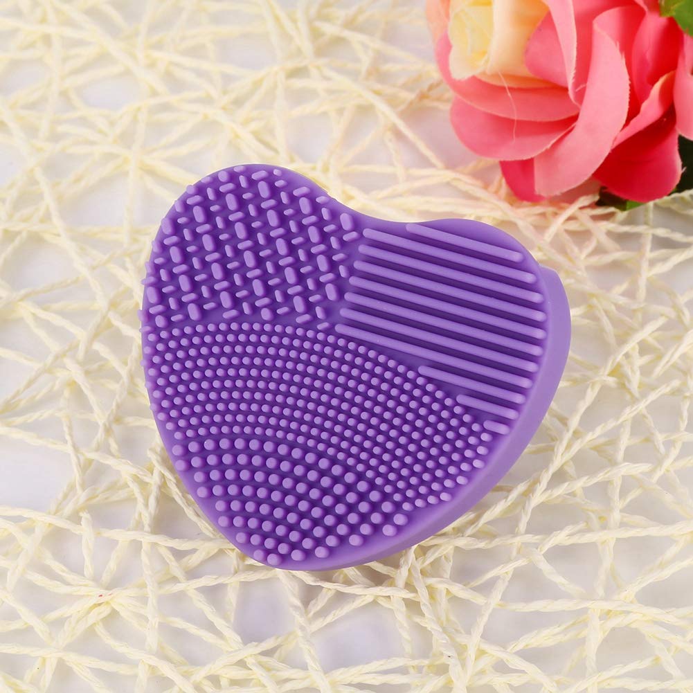Portable Makeup Brush Cleaner Silicone Brush Washing Wrench Tool (Purple) - A cleaning pad and glove for effectively removing makeup residue.