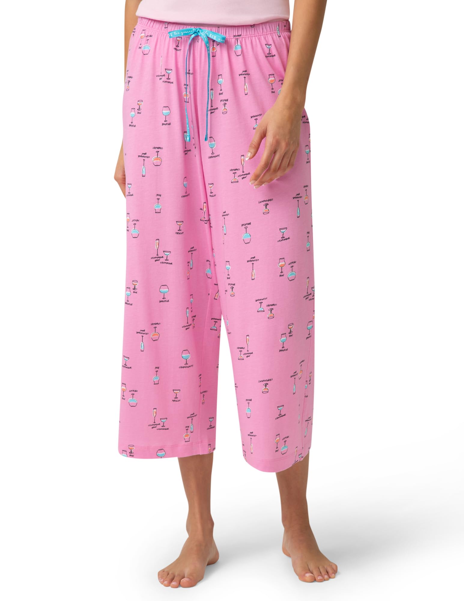 HUE Women's Summer Vacation Pajama Separates, Soft, Whimsical Print Pjs with Tropical Beach Themes, Flip Flops, Cocktails