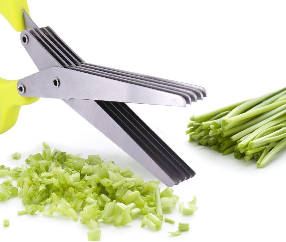 LRRH Herb Scissors Kit: Herb Shear with 5 Stainless Steel Blades, Herb Scissors Cover and Cleaning Comb