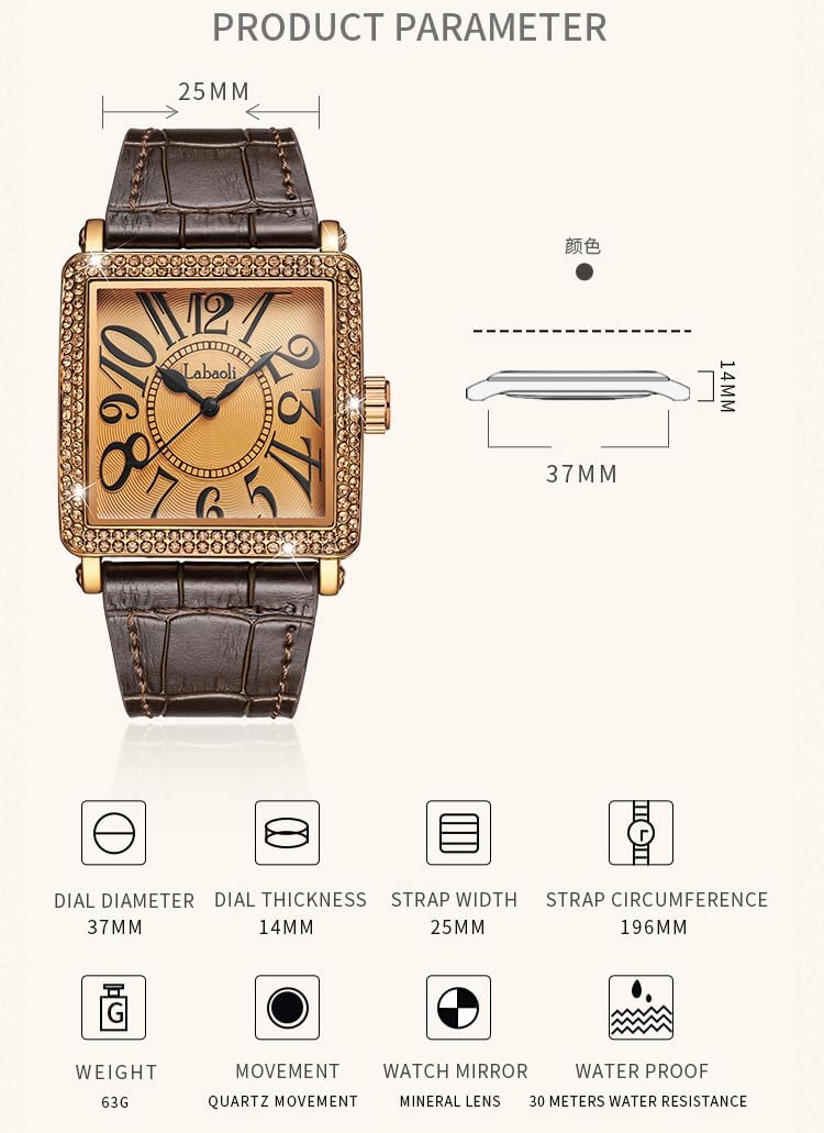 Watches for Women Diamond Leather Band Fashion Dress Casual Ladies Female Waterproof Wife Luxury Gifts Love Red Wrist Watch - Image 6