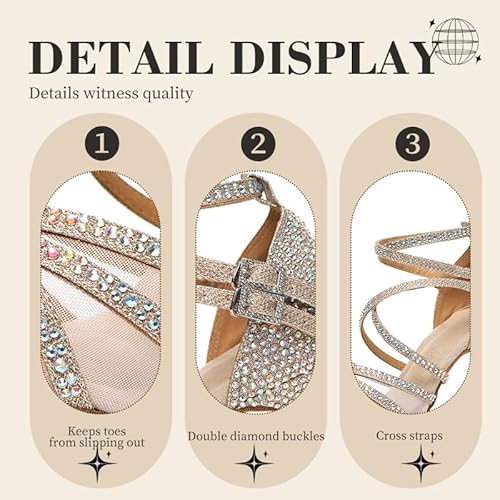 Ruybozry Women Latin Dance Shoes Rhinestones Ballroom Salsa Bachata Wedding Perfermence Dancing Shoes,Ycl508-Gold-7.5,Us 7.5 #TOP6
