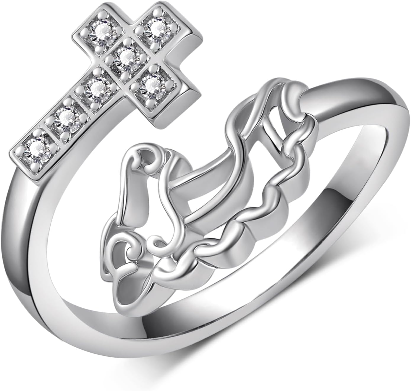 Horse Ring 925 Sterling Silver Cross Horse Ring Adjustable Open Ring Horse Jewelry Gifts for Women