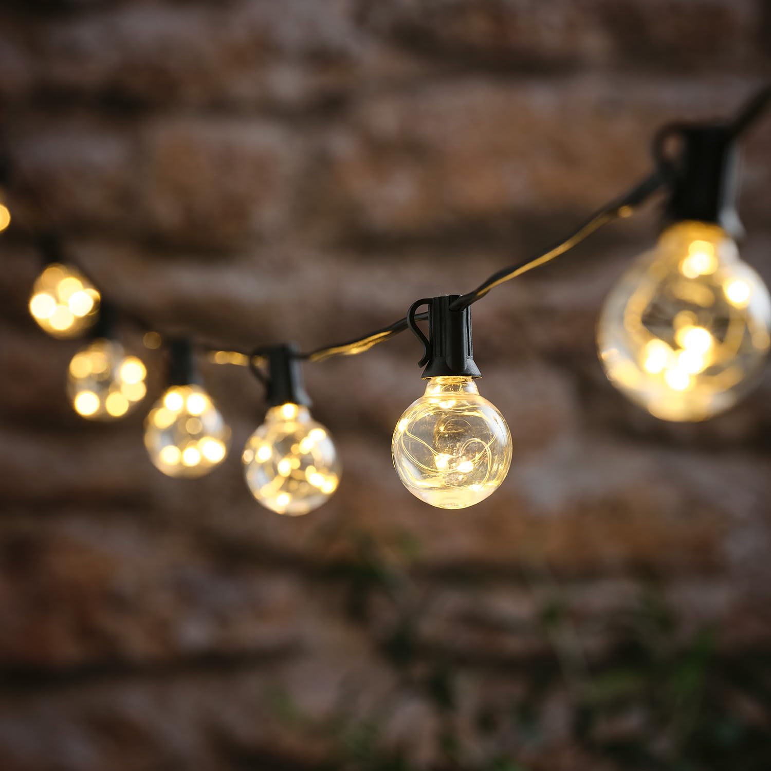 Lights4fun Set of 10 Globe Shaped Micro Festoon Lights with Warm White LEDs, Decorative Outdoor String Lights for Parties & Garden Styling