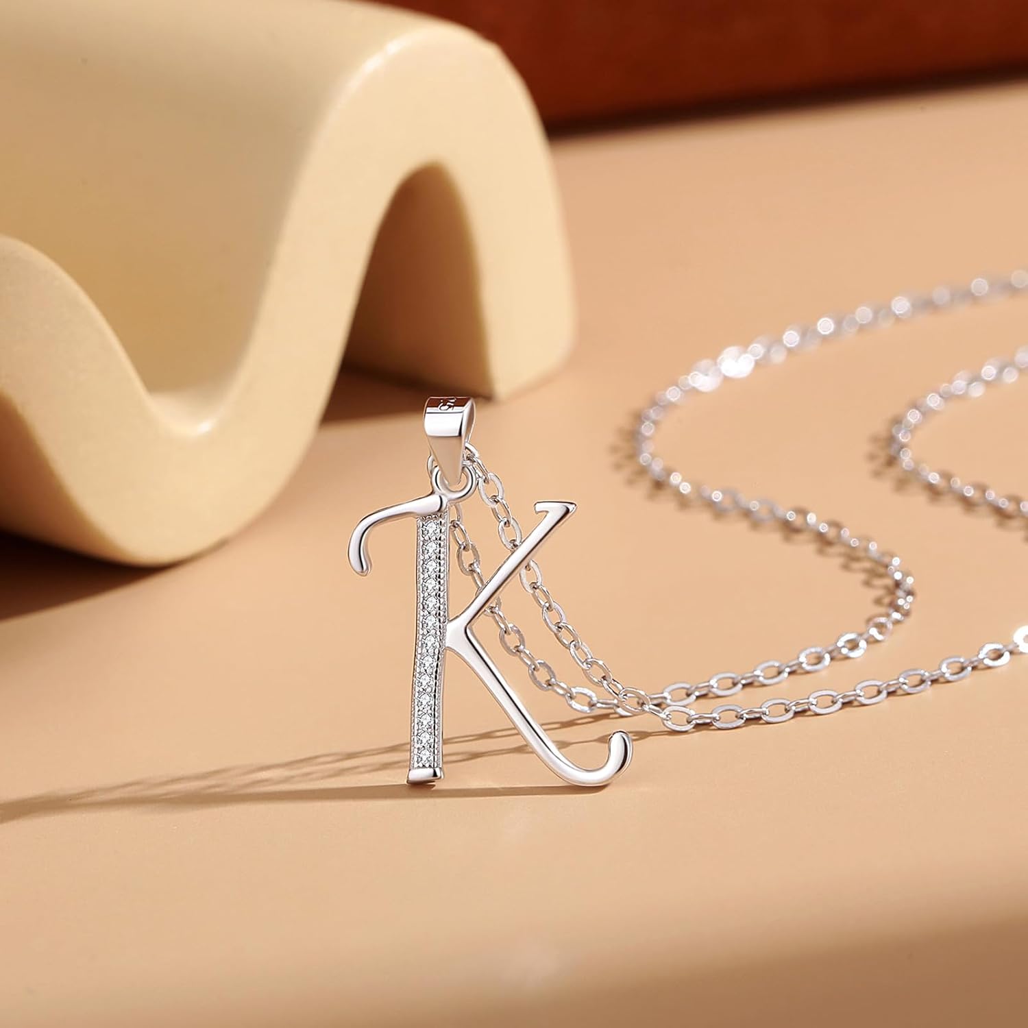 VIKI LYNN Initial Necklace for Women Letter pendant Necklace A to Z with Cubic Zirconia Silver or Gold Letter Charm Necklace Anniversary, Birthday, Graduation Gift for Women, Mom, Her - Image 3