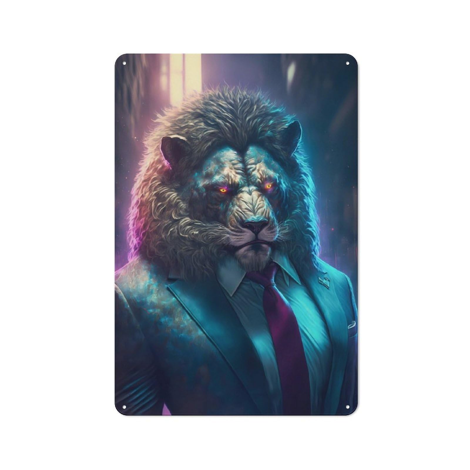 Junmoney Boss Lion In Suit For Guest Room Or Hallway, Retro-Style Tin Sign 30X20cm, For Vintage Wall Decor Fans, For Themed Room Decoration
