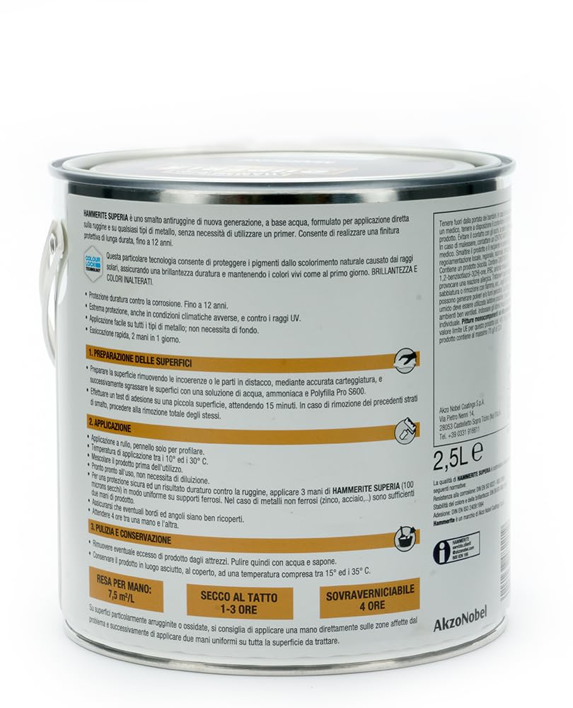 Hammerite Superia lakier do paznokci antykorozyjny do wewnątrz i na zewnątrz, matowy, ciemnoszary, 250 ml