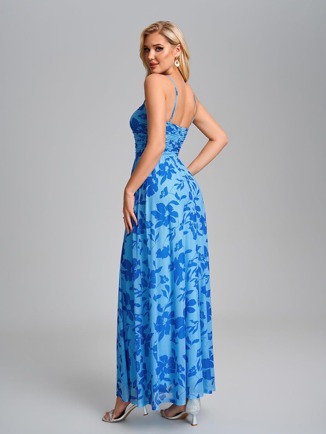 EYNMIN Floral Maxi Dress Spaghetti Strap Flowy A Line 2026 Spring Summer Wedding Guest Dresses for Women Long Sundress - Image 4