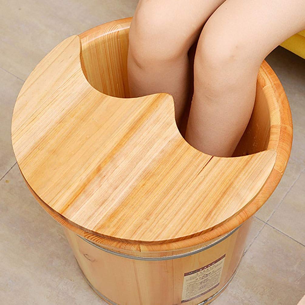 Kąpiel drewniana do kąpieli stóp wiadro Mook, wanna do kąpieli stóp, wiadro drewniane do pedicure, wanna stóp do nasiąkania, stóp dla dorosłych (rozmiar: b) (a) super łatwy w użyciu w rocznicowej