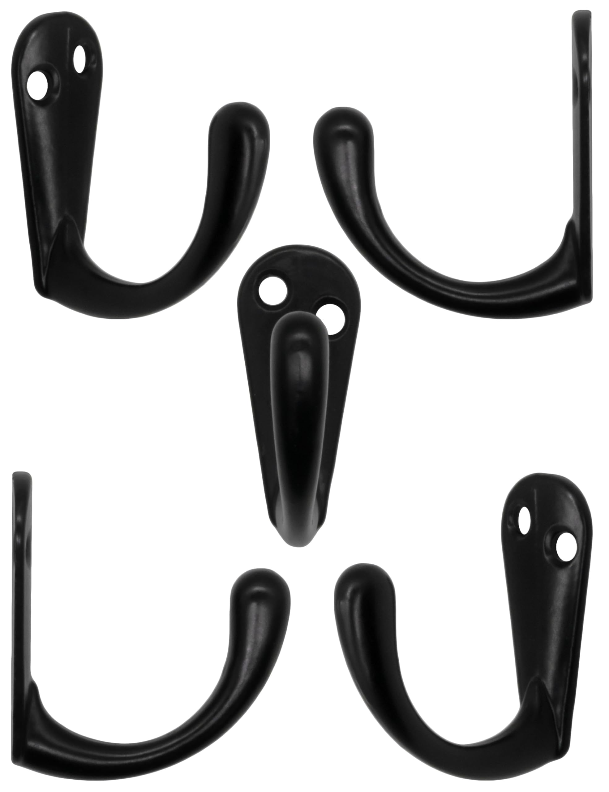 Fuxxer® 10 x klasyczne metalowe haczyki, haczyki do garderoby, uniwersalne haczyki, 38 x 35 mm, czarne