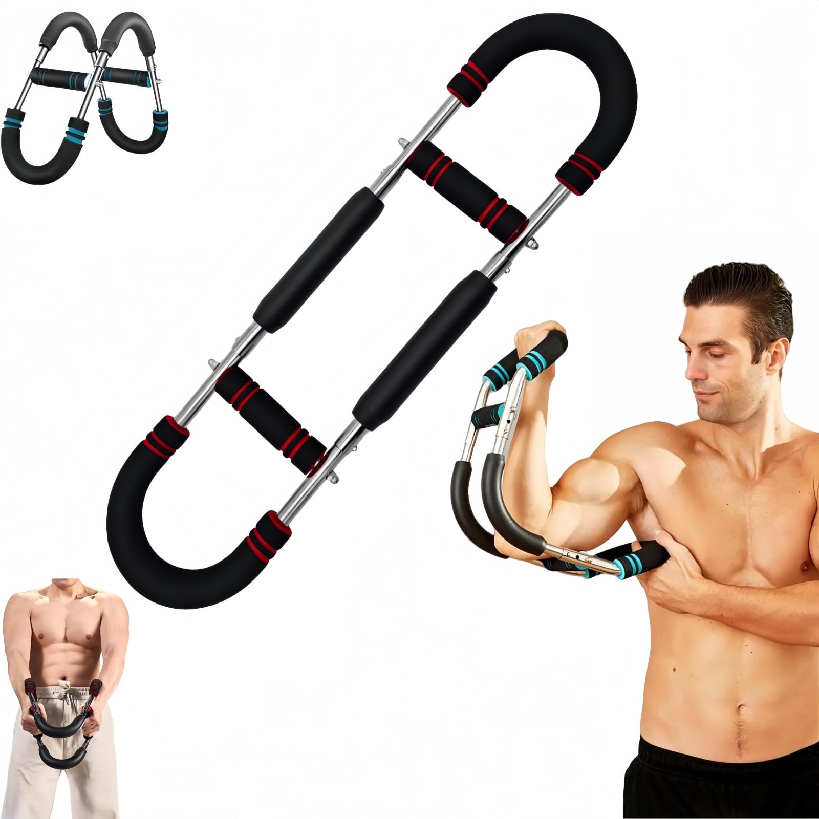Shaker Twister Arm Trainer, expansor de pecho ajustable, barra giratoria portátil, potenciador de fuerza muscular, da forma al cuerpo perfecto para hombres, para principiantes y atletas profesionales