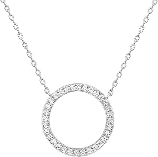 PAVOI 14K Gold Plated Dainty Halo Pendant Necklace | Layering Necklace