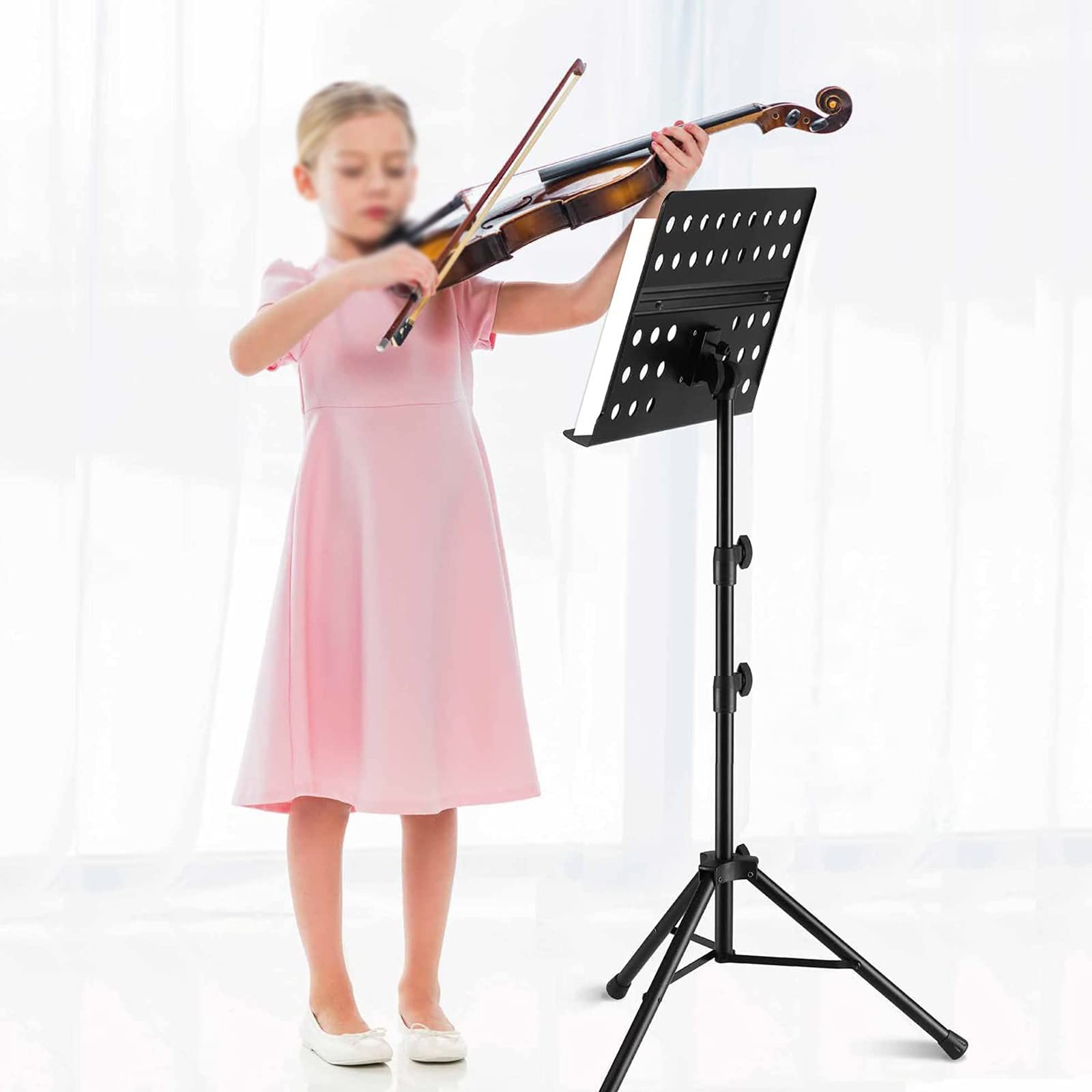 HJXGQJM Leggio Musicale Pieghevole, Leggio for Spartiti in Metallo, for Cantanti Orchestra Musica Spartiti, L'orchestra Professionale del Leggio È Portatile E Leggera Leggio per spartiti(Pink)