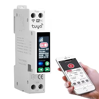 Tuya Smart WiFi Circuit Breaker, Timing Switch Power Metering Din Rail Circuit Breaker 1P+N 40A Mobile Phone Remote Control Switch for Smart Home AC 90V-240V