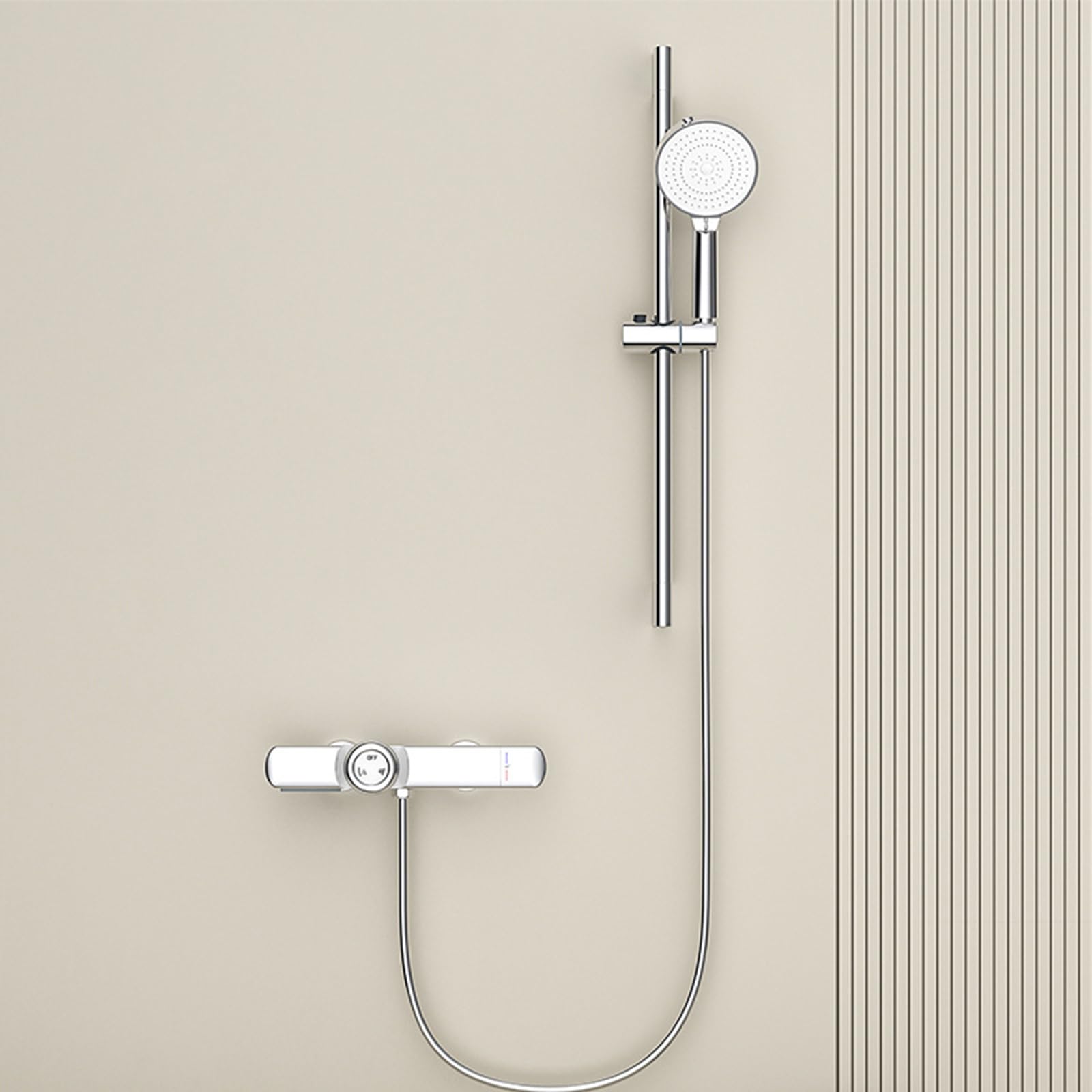SnamicE Waterfall Bath Mixer Taps with Shower Chrome Wall Mounted tatic Bath Shower Mixer Tap and Riser Single Handle Bathtub Tap,Chrome