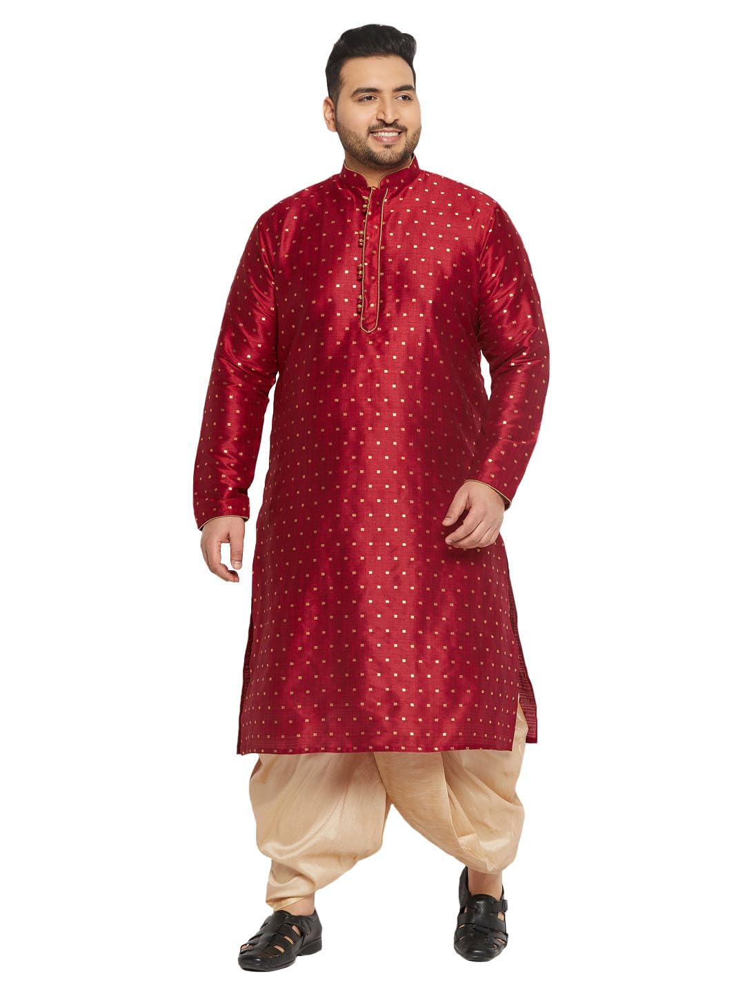 vastramay plus Men's Silk Blend Kurta And Dhoti Set-picture-36