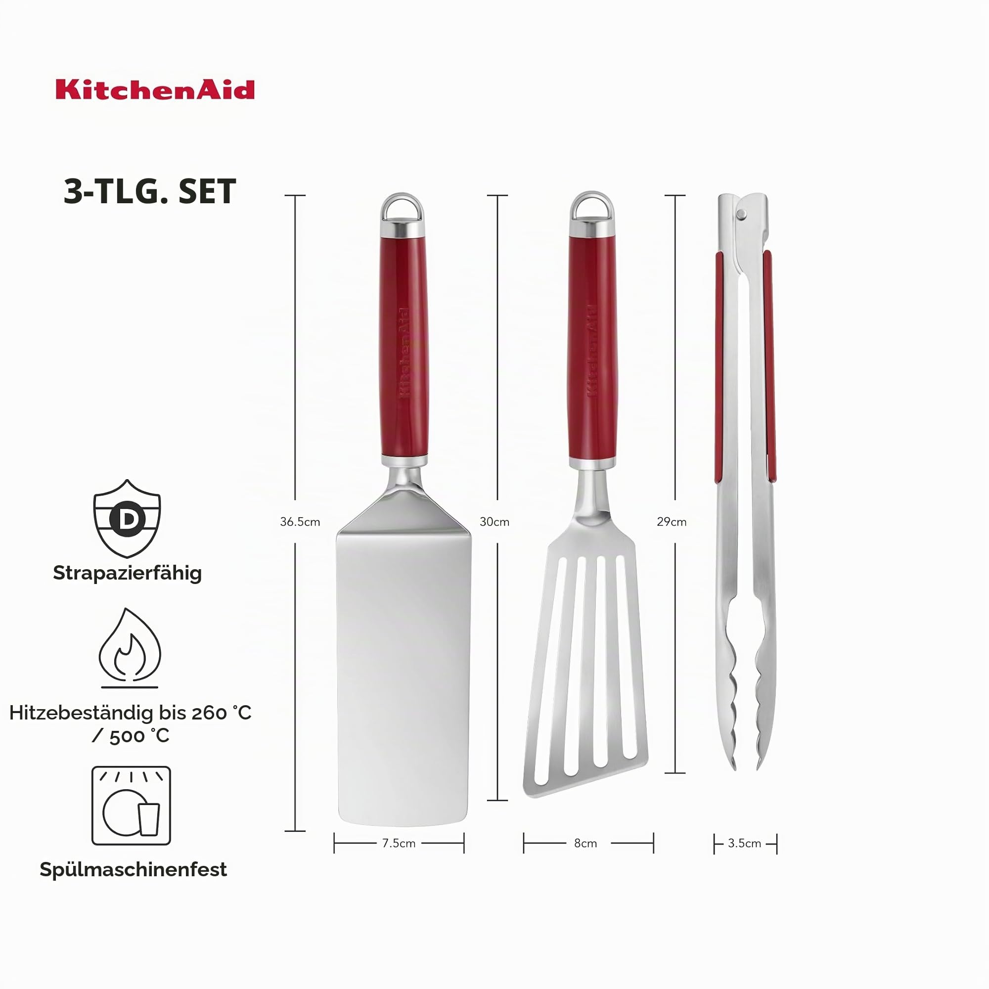 KitchenAid 3er-Set zum Grillen für den Innenbereich - Empire Rot