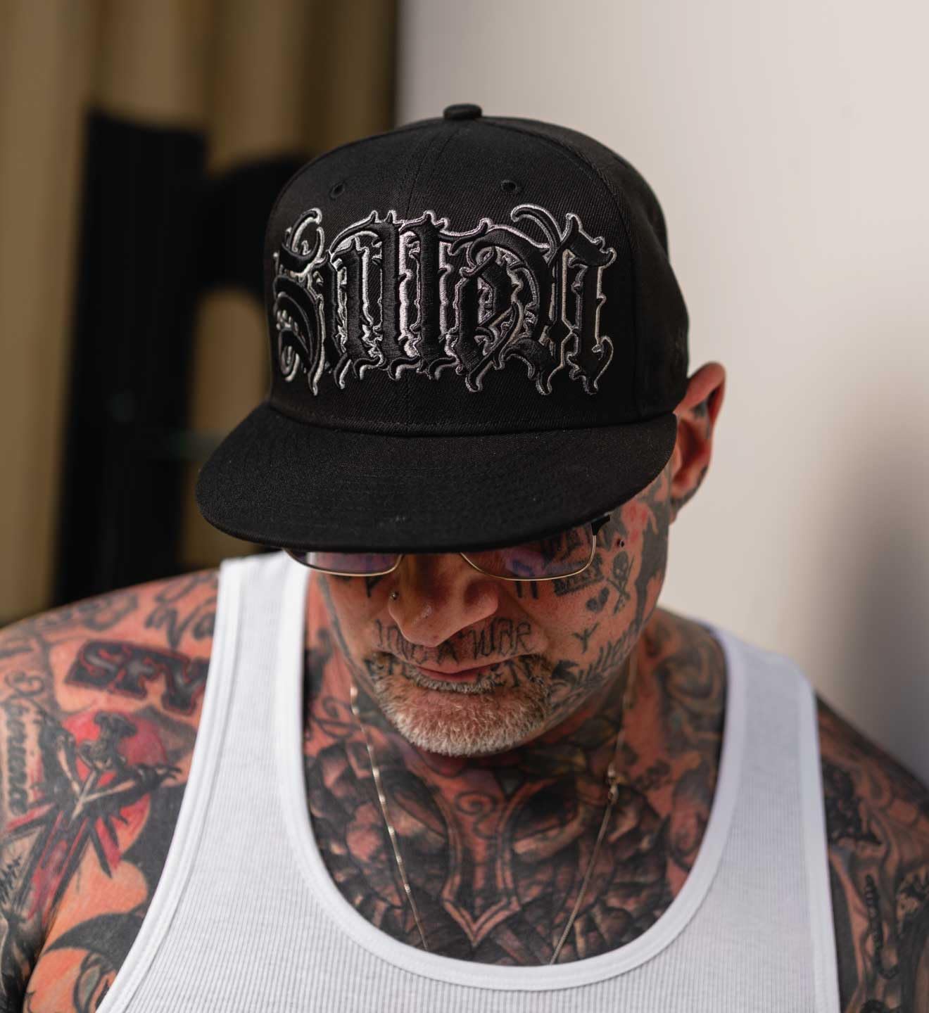 Sullen Juan Pajo Tattoo Lifestyle Graphic Snapback Artist Series Flat Bill Hat Black - Image 5