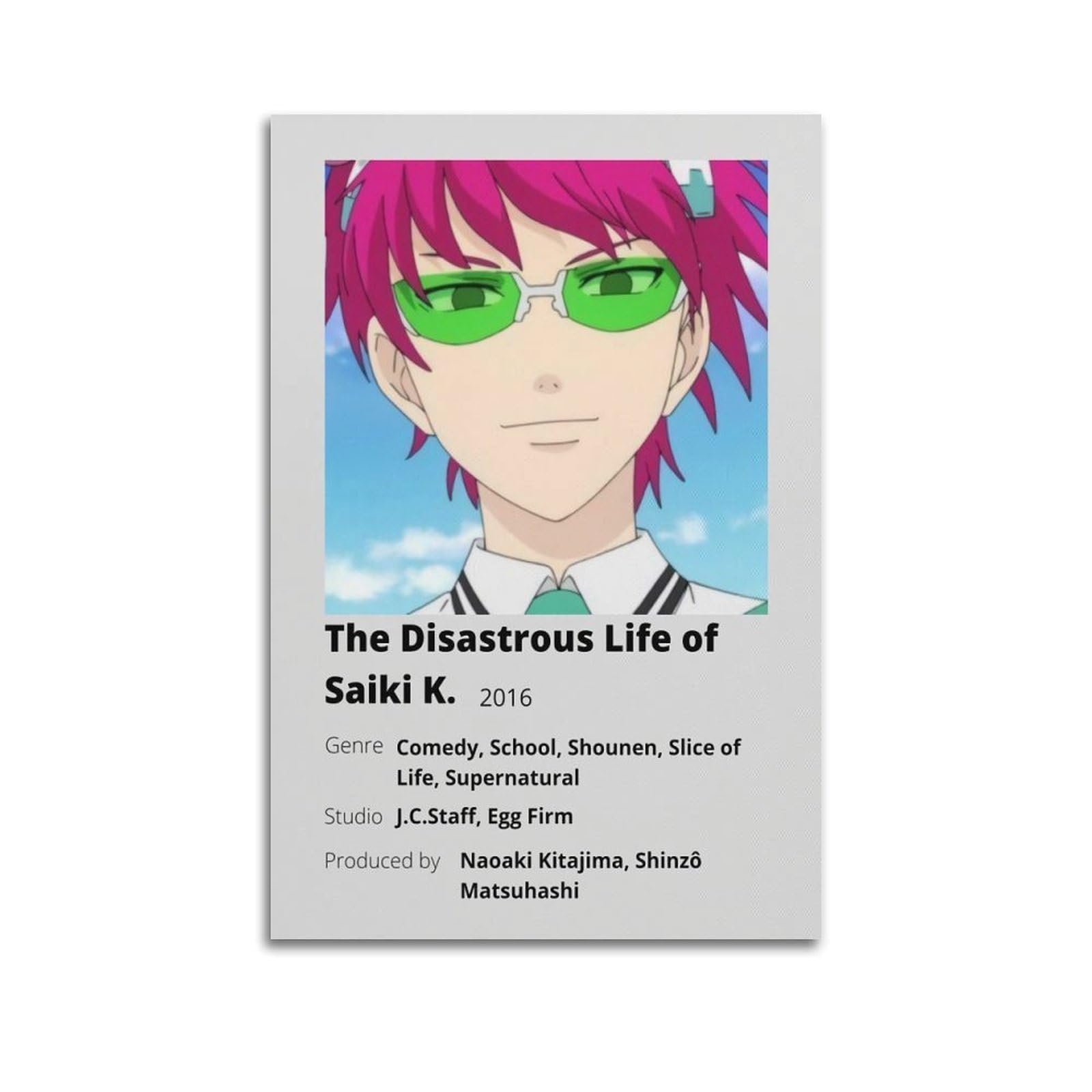 SUDANGDIANZI Anime Posters For Room Aesthetic 90s Kusuo The Disastrous Life Of Saiki K Canvas Poster And Wall Art Modern Family Bedroom Gym Office Decor Gift 24x36inch(60x90cm) Unframe-style