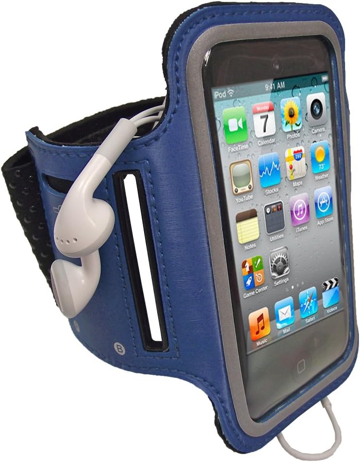 iGadgitz Blue Reflective Anti-Slip Neoprene Sports Gym Jogging Armband for Apple iPod Touch 2nd, 3rd & 4th Generation 8gb, 16gb, 32gb & 64gb