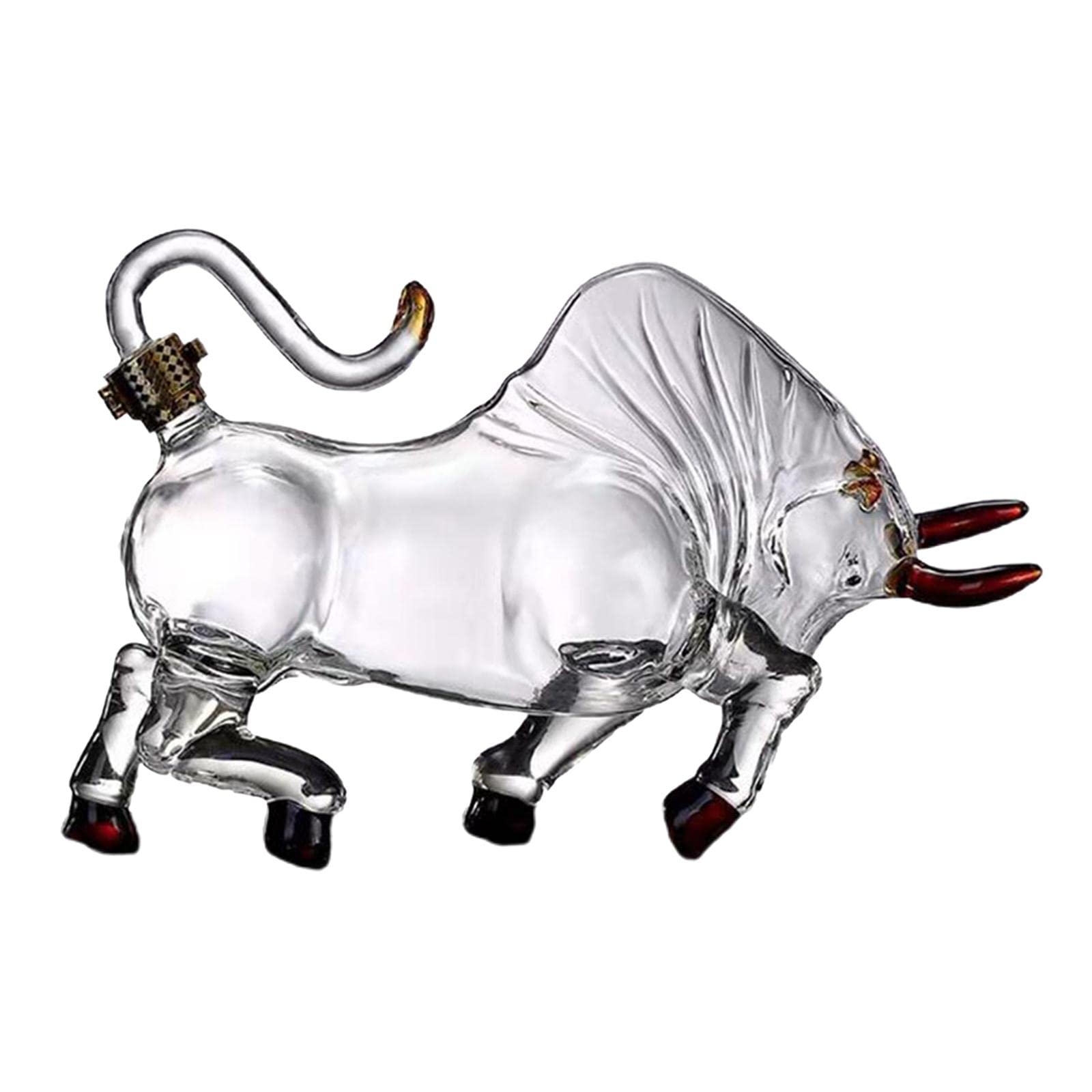 Decanter in vetro, decanter per whisky, a forma di toro, per liquori, bourbon, vodka