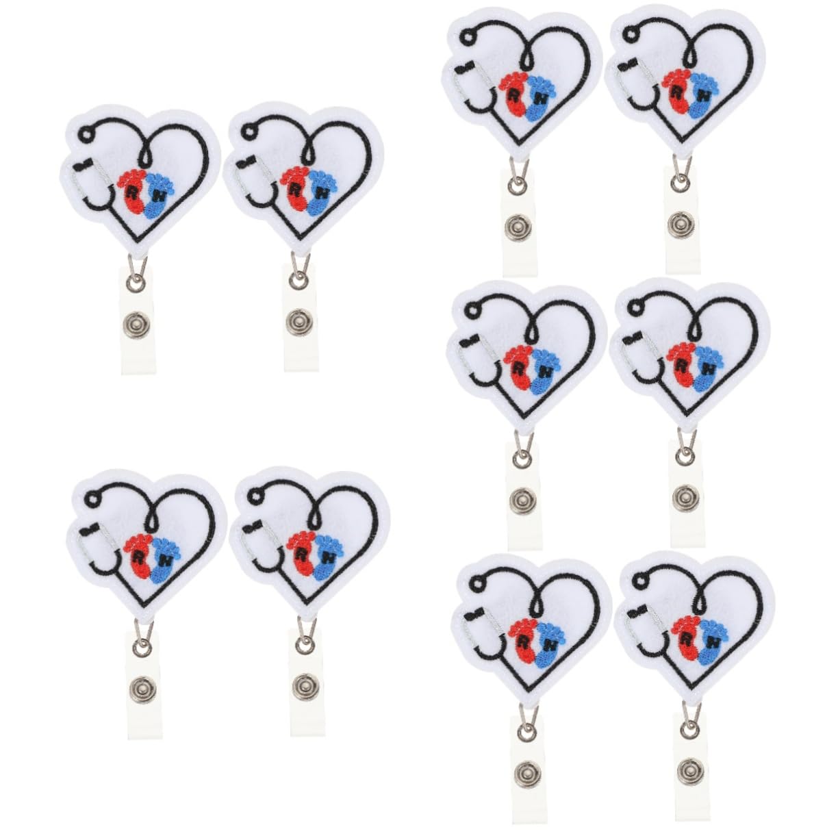 Abaodam 10pièces Porte-badge Rétractable Forme De Cœur Clip Décoratif Pour Infirmiers Personnel De Sécurité Et Employés Lot Clip Rotatif à Degrés Pour Id Cards