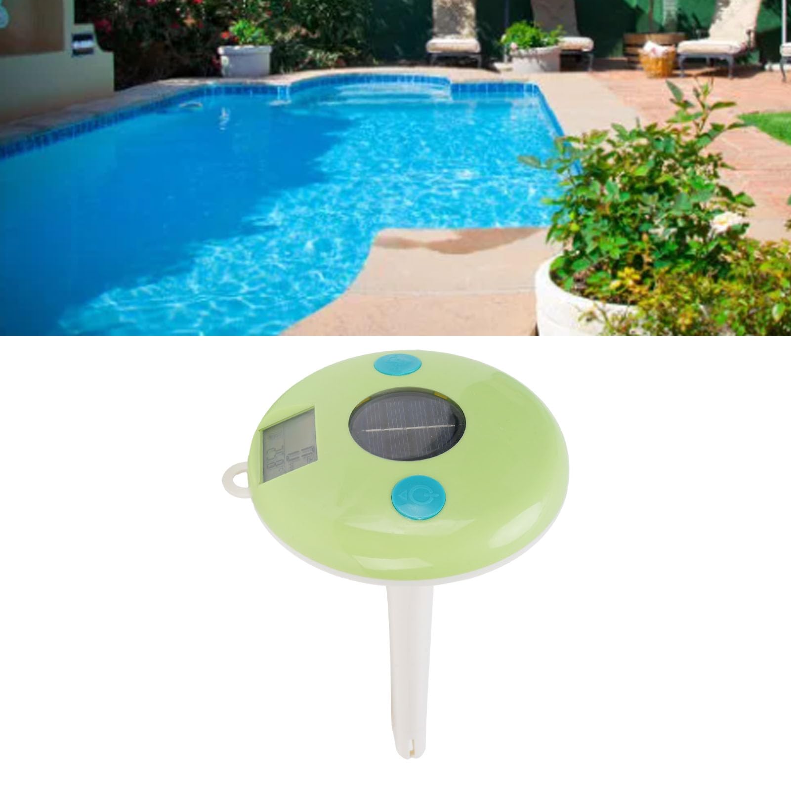 Pyhodi Termometro da 2 su 1 Piscina Solare, Tester di qualità dell'Acqua di salinità Digitale Facile da Lettura Galleggiante per Piscine Vasca Idromassaggio, Termometri per Kit di Test