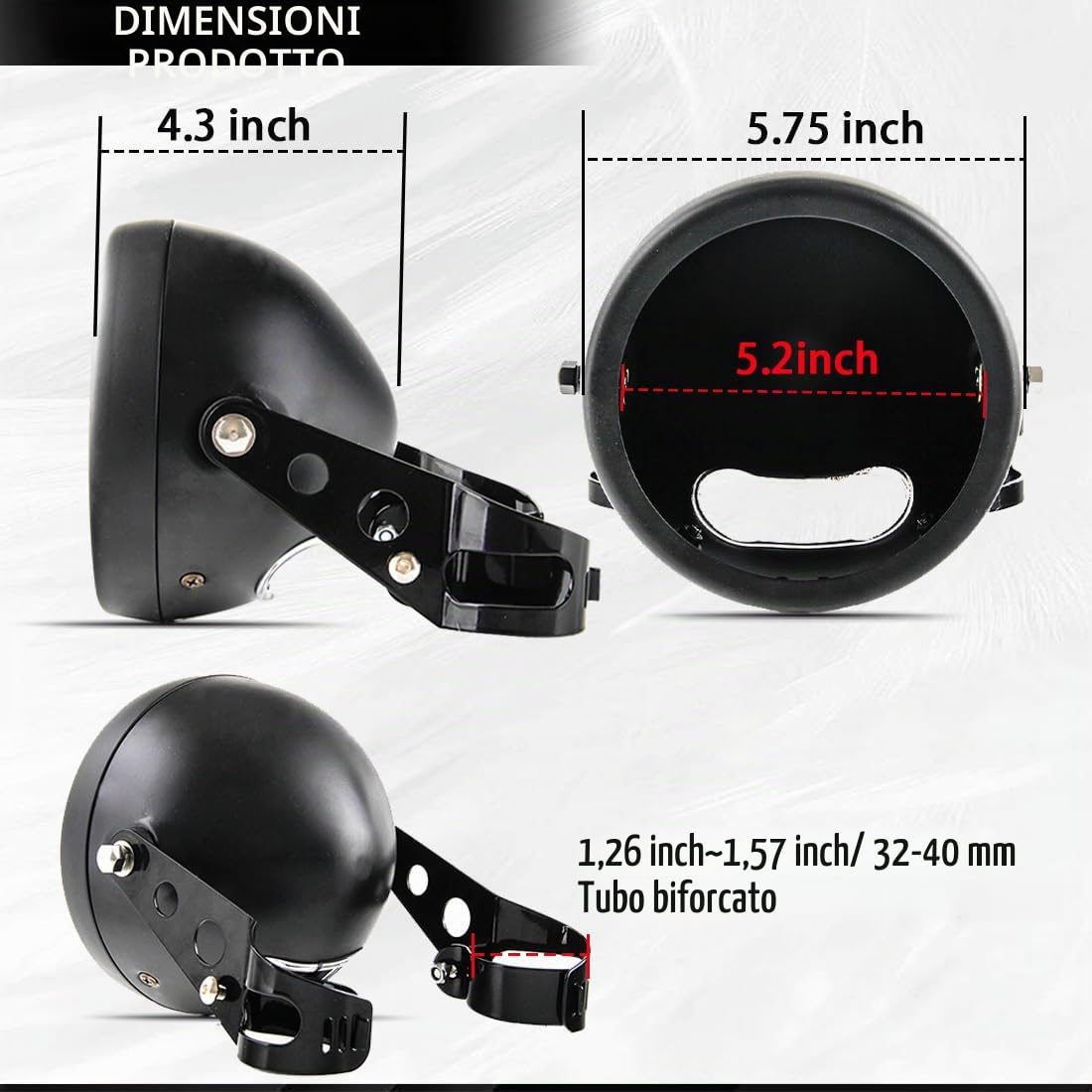 Staffa per faro LED, alloggiamento cavo, Compatibile con moto Harley Davidson, 14,6 cm