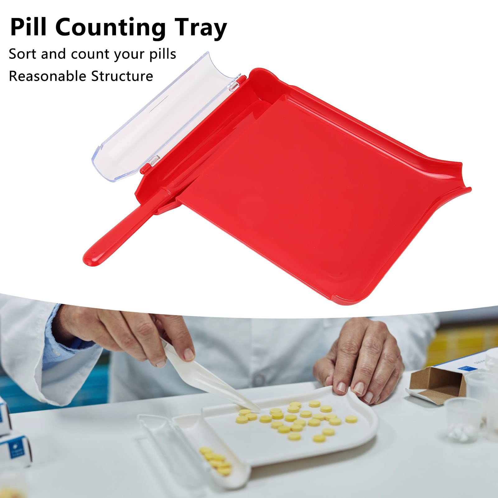 YUYTE Right Hand Counting Tray with Spatula Professional Home Plastic Capsule Counting Tray Counting Tool