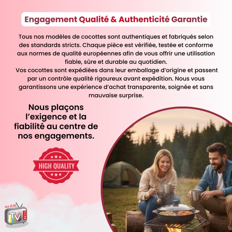 VENTEO KitchenPro Cocotte Double Compartiments 28cm 4L | Cocotte Fonte | Casserole Induction | Cuisson Séparée | Revêtement Antiadhésif | Couvercle Verre Régulation Vapeur | Utilisation Tous Feux Four