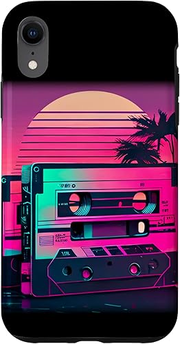 Funda vintage para iPhone XR cassettes vaporwave - retrowave synthwave - retro