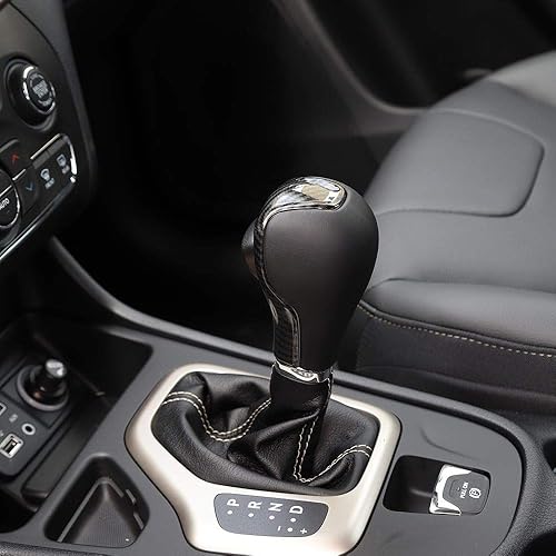 Vista 11 de JeCar Pomo de palanca de cambios de coche, accesorios interiores para Jeep Cherokee 2014-2018 (rojo)