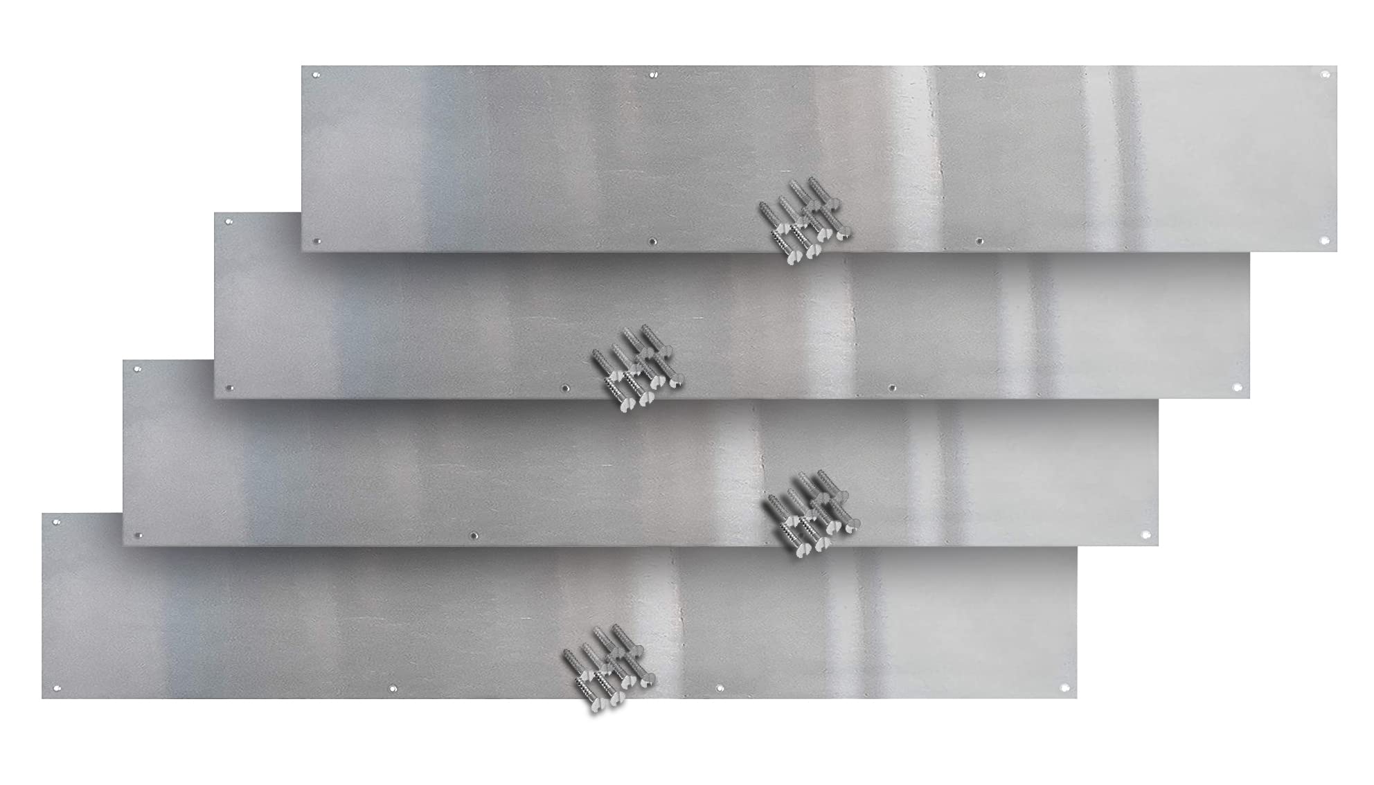Kick Plates Aluminium British Made (Pack of Four with Screw Sets)