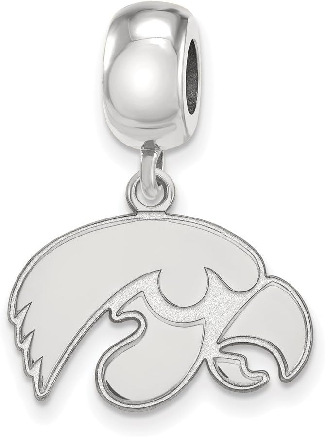 Iowa Bead Charm Small (1/2 Inch) Dangle (Sterling Silver)