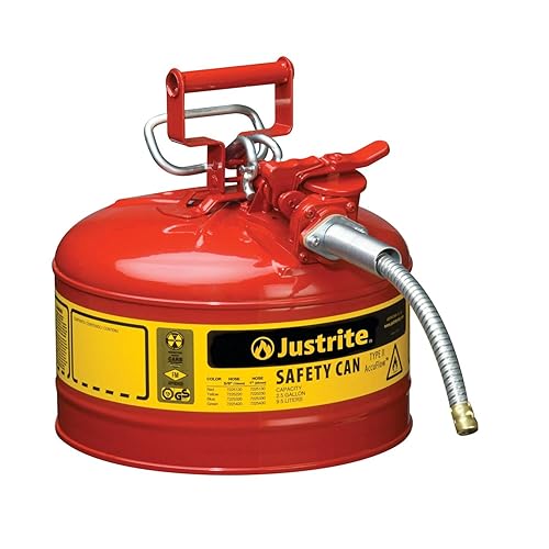 Type II AccuFlow Recipiente extinguidor de metal para inflamables, 2.5 galones, SS extinguidor, manguera de metal de 1 pulgada, Rojo, 1