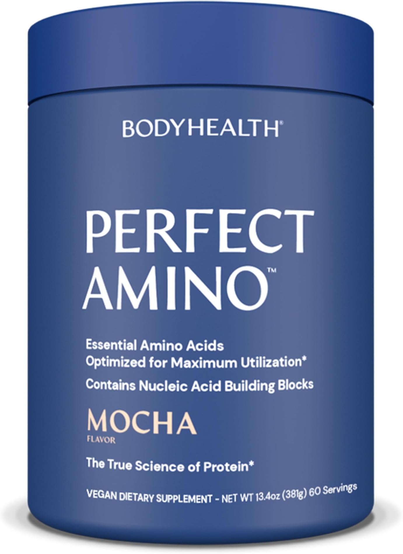 BodyHealth PerfectAmino Powder - BCAA and EAA Powder for Pre and Post Workout - Amino Acid Energy Drink for Men and Women to Support Lean Muscle and Recovery - Mocha - 60 Servings