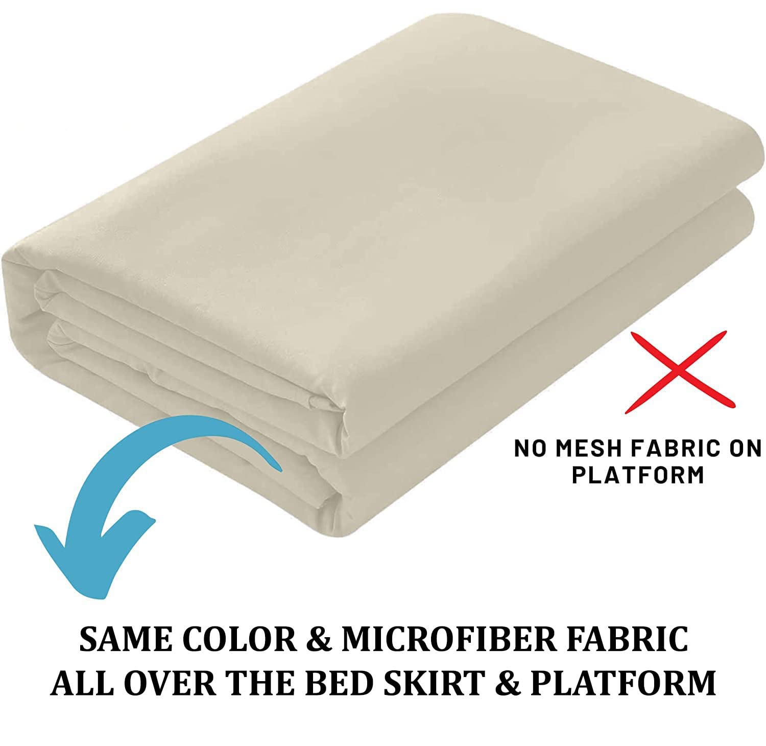 SKY BEDDINGS - Queen Size Ruffled Bed Skirt with Split Corners - 18 Inch Drop Dust Ruffle Bed Skirt with Platform Three Sided Coverage - 100% Microfiber, Ivory 3