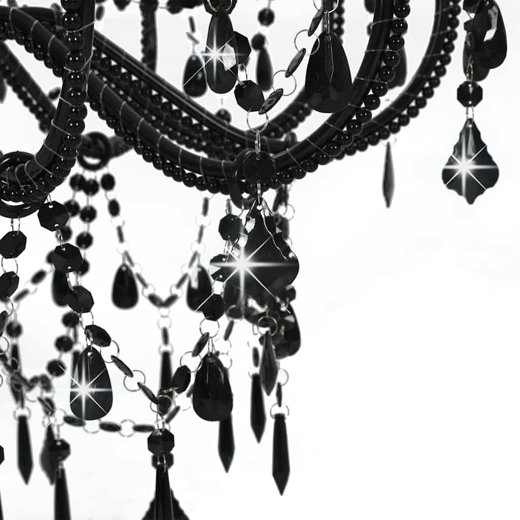 vidaXL Lampadario con Perle di Cristallo Rotondo 12 Lampadine E14 Elegante Lampada da Soffitto Luce Interni Nero Trasparente in Metallo e Acrilico