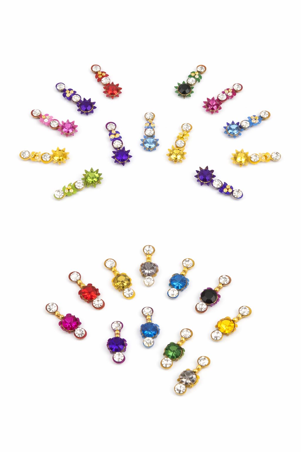 Kausi Jewellers (Pack of 10) Medium + Small Stone Fancy bindies for Women,Girls for Wedding, Parties, Wedding dulhan Bindi Designs (Pack of 10) 3