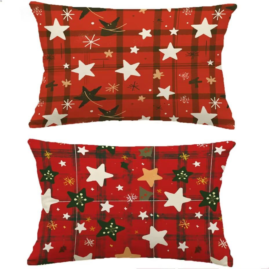 Housse de coussin extérieur 40x80 lot de 2 imperméable aspect lin rouge rectangulaire M-P133