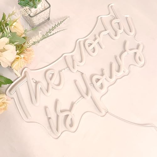 Miniatura 7 de SYLHOME Letrero de luz LED de neón con texto en inglés The World Is Yours para dormitorio, habitación de niños, decoración de pared, cumpleaños,