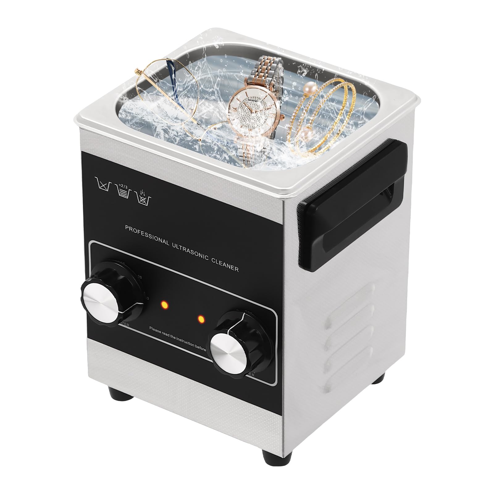 ROMYIX Ultrasonic Cleaner with Digital Timer & Heater,2L Ultrasonic Cavitation Machine,304 Stainless Steel Professional Ultrasonic Cleaner for Jewellery Dentures Carburetors Coins(Knob switch) (2L)