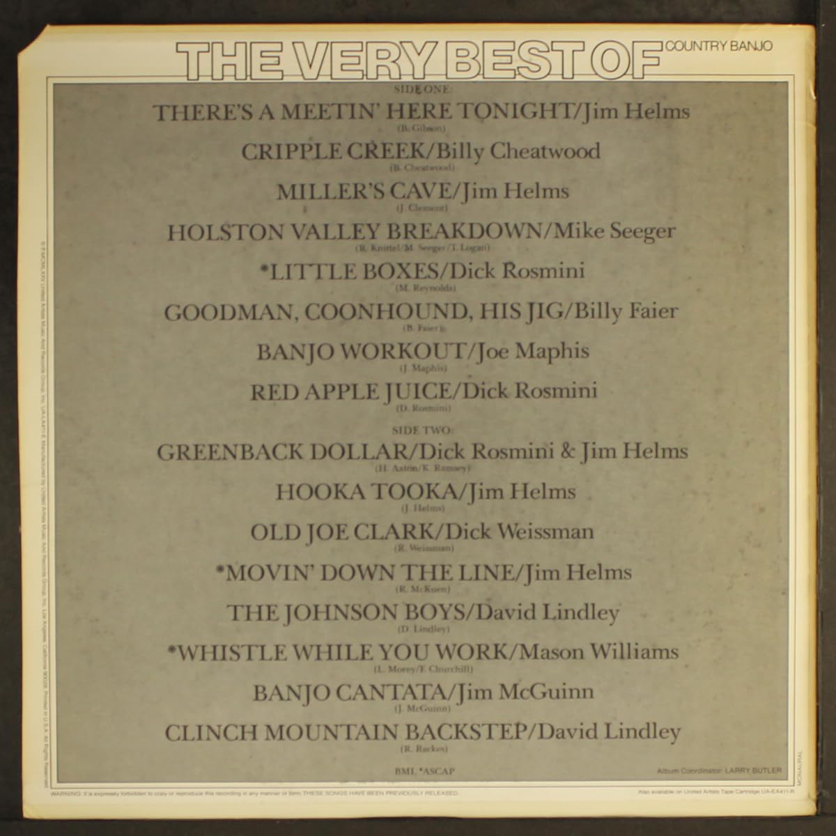 the very best of country banjo LP