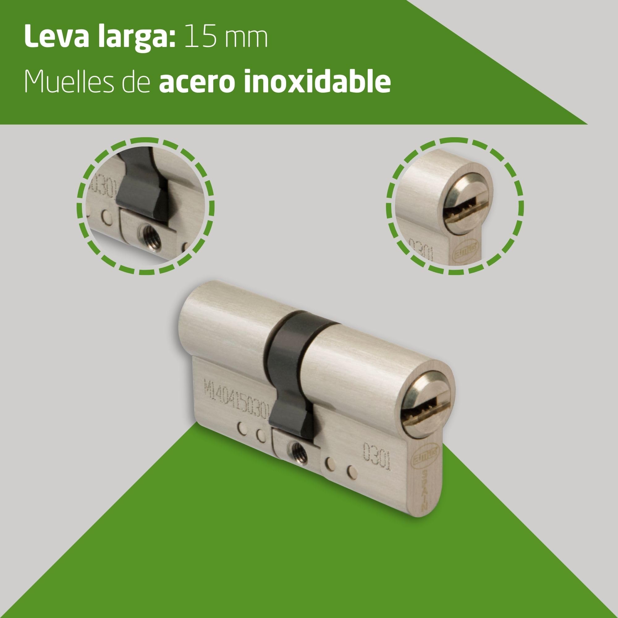 Amig - Cilindro Serratura 12382 | Sicurezza Anti-Picking e Anti-Bumping | Protezione Acciaio Inox | 5 Chiavi Incluse | Per Porte in Legno, Multicolore, Acciaio Inossidabile